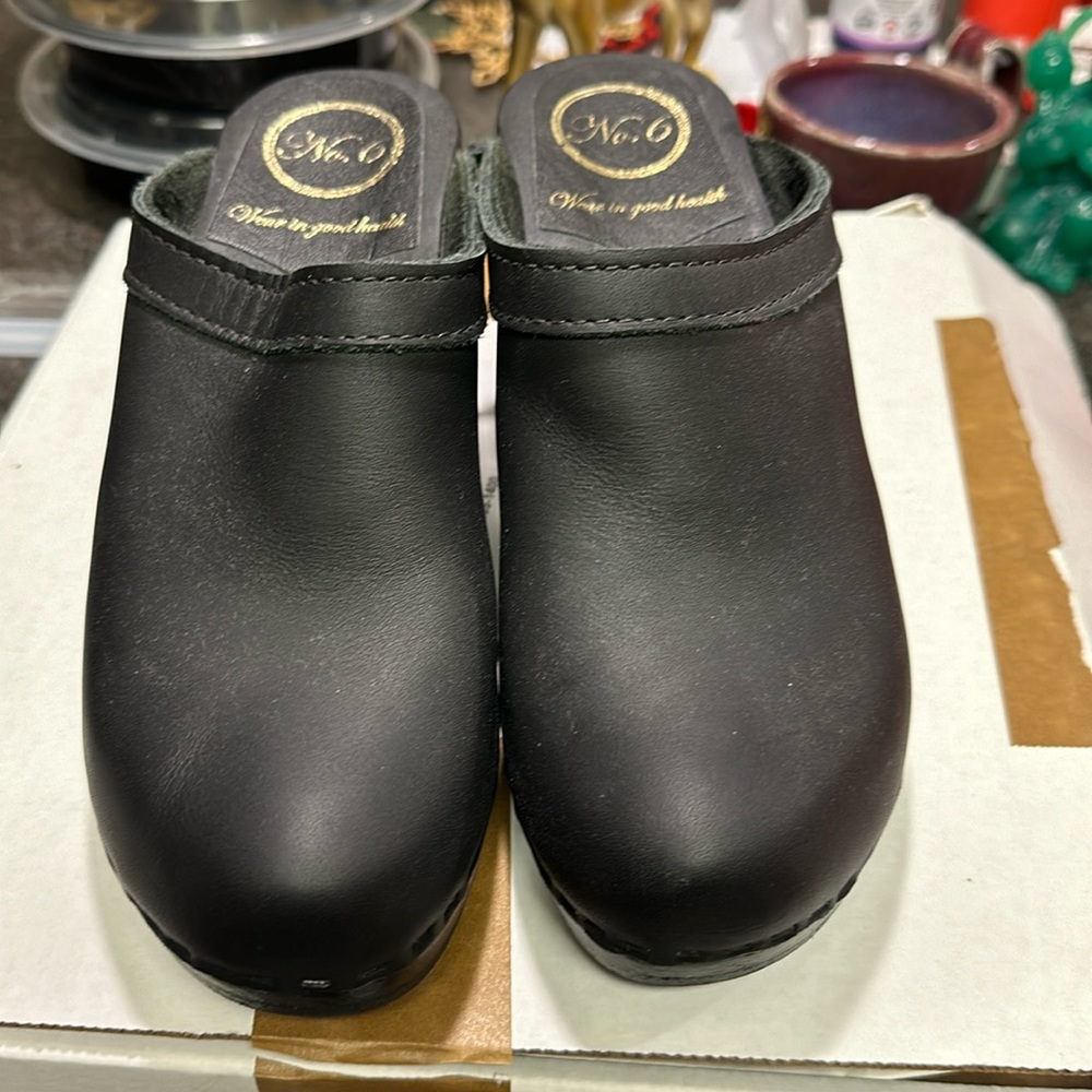 No.6 Old School Clog on High Heel - all black